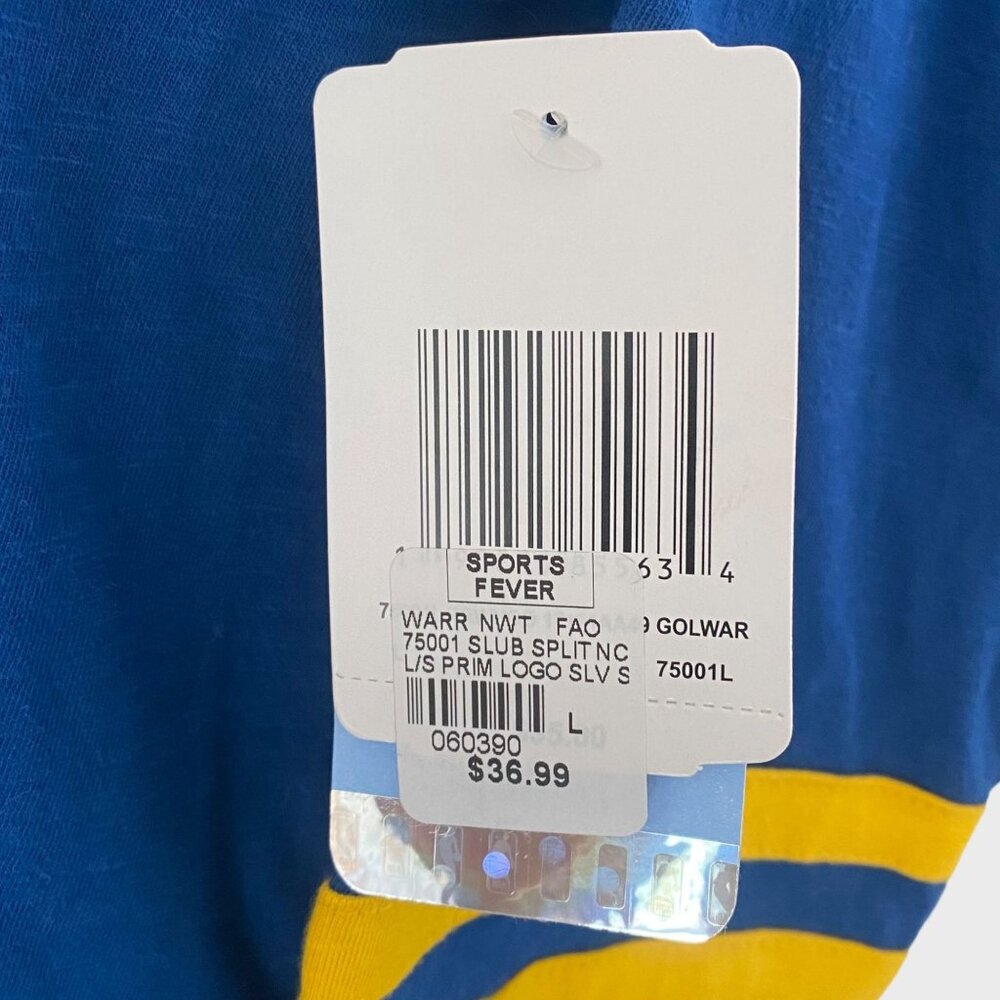NBA Golden State Warriors Slub Slit Neck Shirt Blue Womens Large 3/4 Sleeves New - Picture 9 of 13